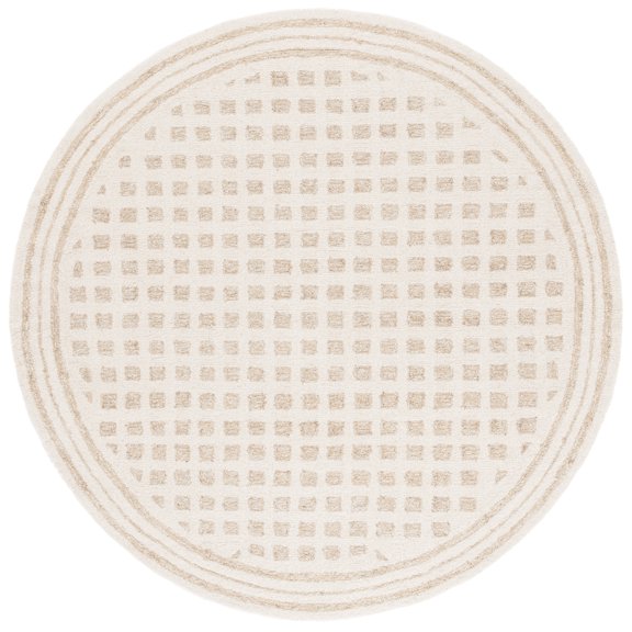 SAFAVIEH Ebony Bernadine Plaid Area Rug, Ivory/Beige, 6' x 6' Round