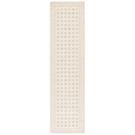 SAFAVIEH Ebony Bernadine Plaid Runner Rug, Ivory/Beige, 2'3" x 9'