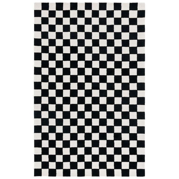 SAFAVIEH Ebony Camille Checkered Area Rug, Black/Ivory, 4' x 6'
