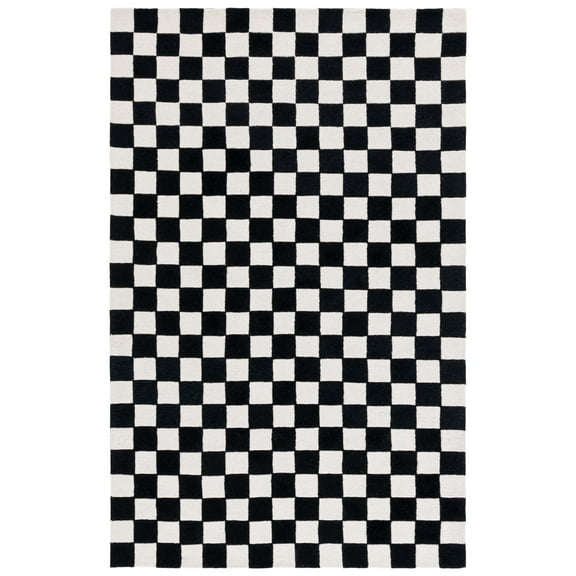 SAFAVIEH Ebony Camille Checkered Area Rug, Black/Ivory, 6' x 9'