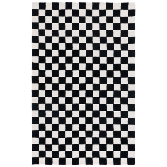 SAFAVIEH Ebony Camille Checkered Area Rug, Black/Ivory, 6' x 9'