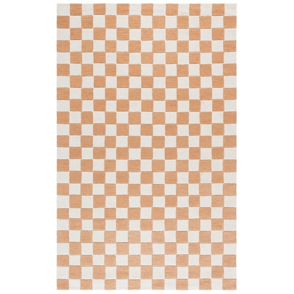 SAFAVIEH Ebony Camille Checkered Area Rug, Rust/Ivory, 5' x 8'