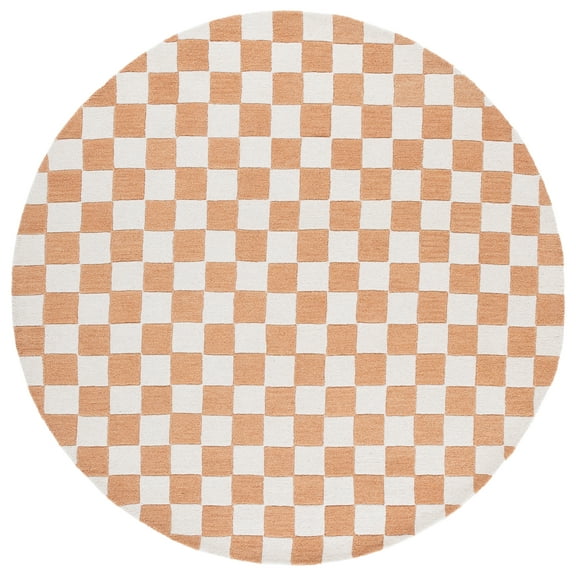 SAFAVIEH Ebony Camille Checkered Area Rug, Rust/Ivory, 6' x 6' Round