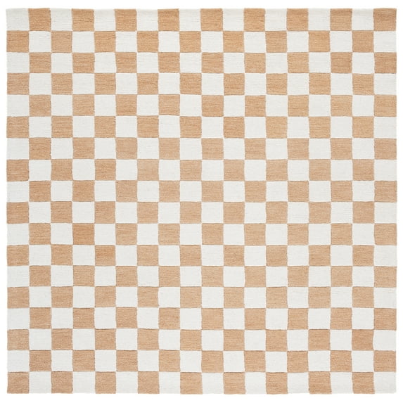 SAFAVIEH Ebony Camille Checkered Area Rug, Rust/Ivory, 6' x 6' Square