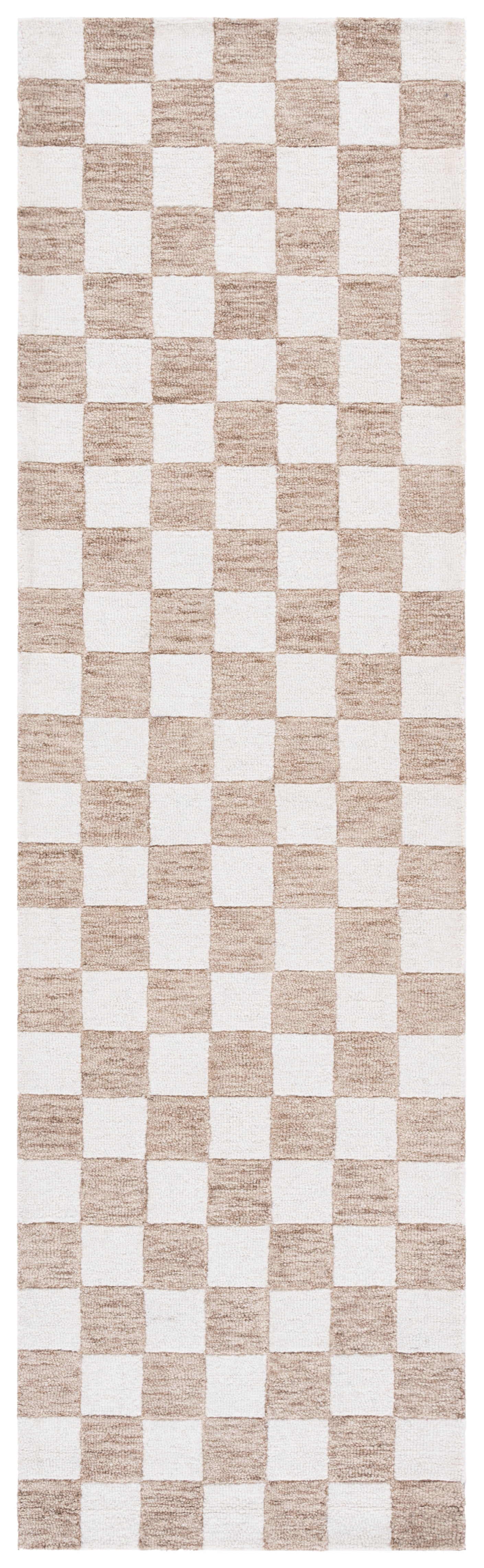 SAFAVIEH Ebony Camille Checkered Runner Rug, Brown/Ivory, 2'3" x 8'