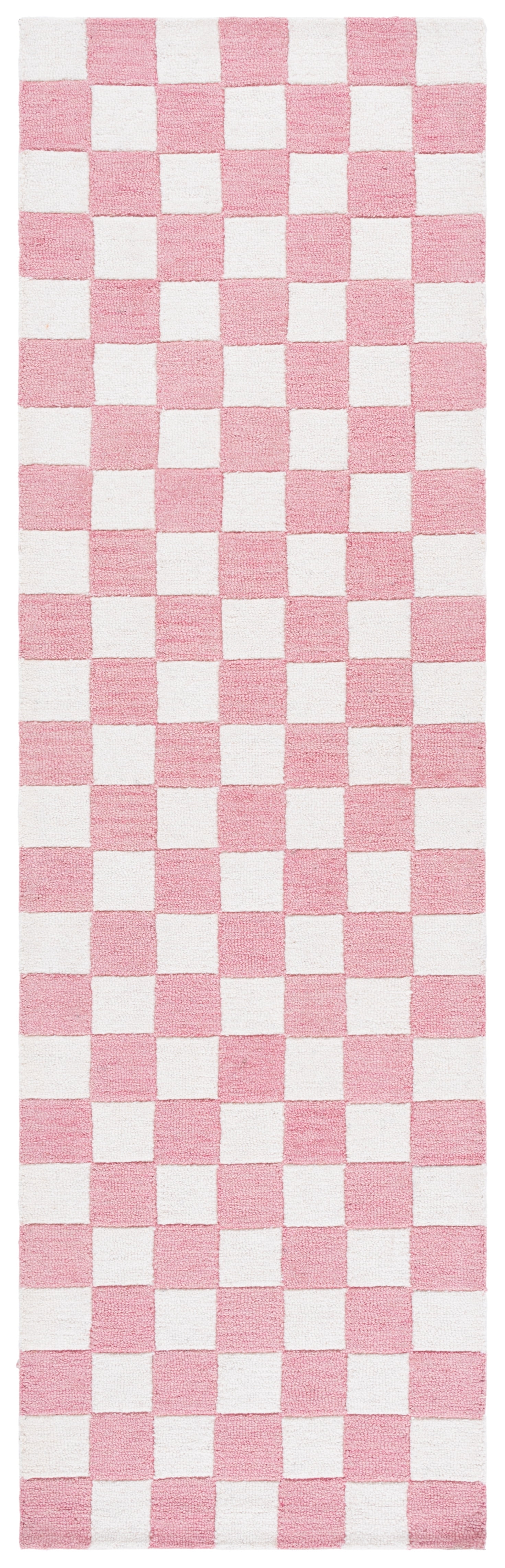 SAFAVIEH Ebony Camille Checkered Runner Rug, Pink/Ivory, 2'3" x 8'