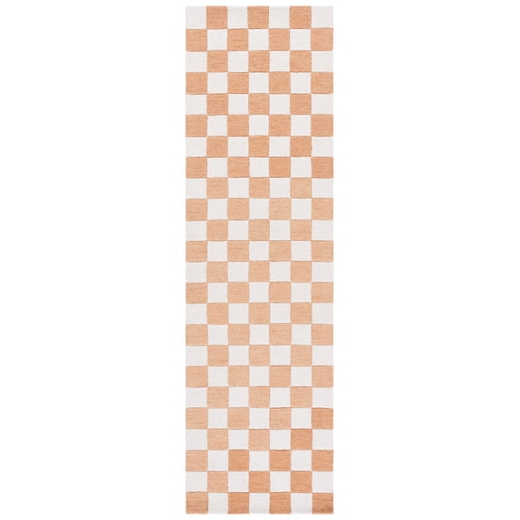 SAFAVIEH Ebony Camille Checkered Runner Rug, Rust/Ivory, 2'3" x 8'