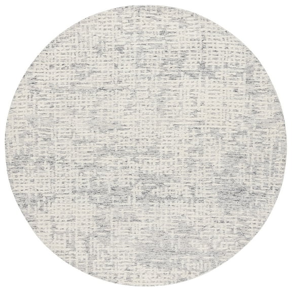 SAFAVIEH Ebony Chase Distressed Area Rug, Ivory/Gray, 6' x 6' Round