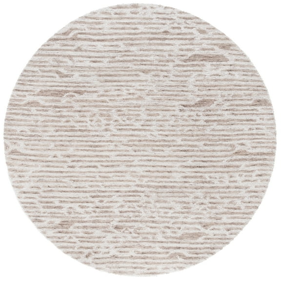 SAFAVIEH Ebony Dolkar Abstract Area Rug, Light Brown/Ivory, 6' x 6' Round