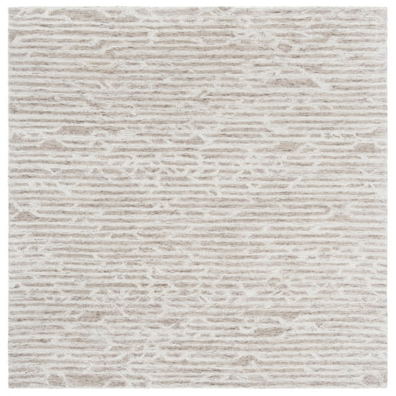 SAFAVIEH Ebony Dolkar Abstract Area Rug, Light Brown/Ivory, 6' x 6' Square