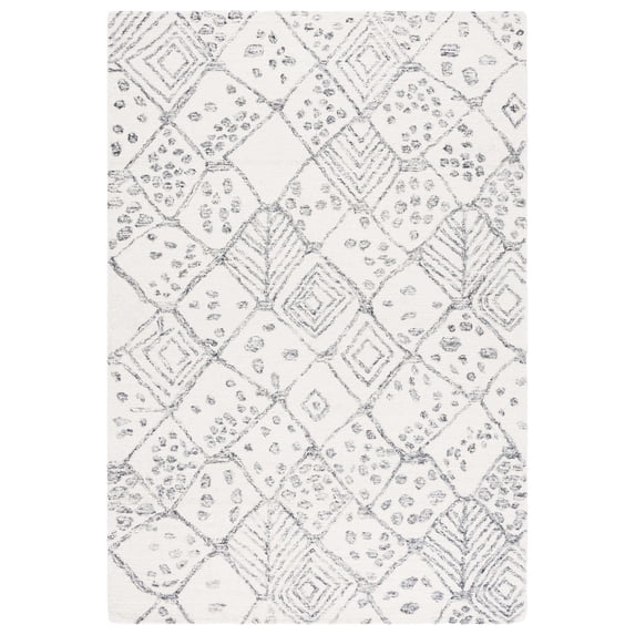 SAFAVIEH Ebony Drew Geometric Area Rug, Ivory/Grey, 3' x 5'