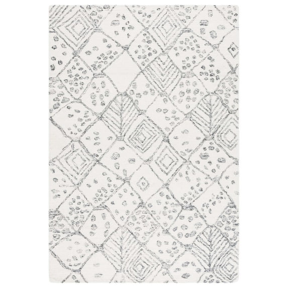SAFAVIEH Ebony Drew Geometric Area Rug, Ivory/Grey, 5' x 8'