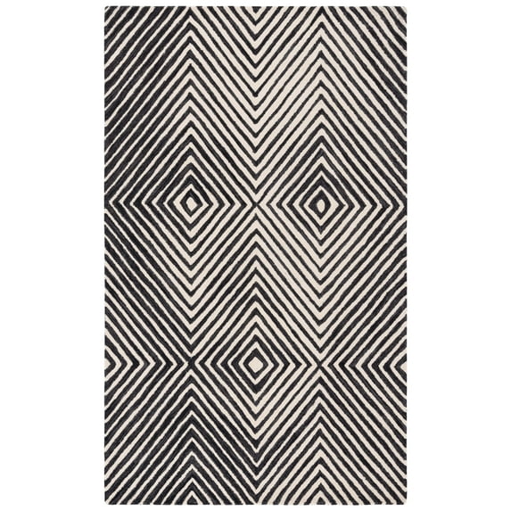 SAFAVIEH Ebony Driskoll Abstract Area Rug, Black/Ivory, 4' x 6'