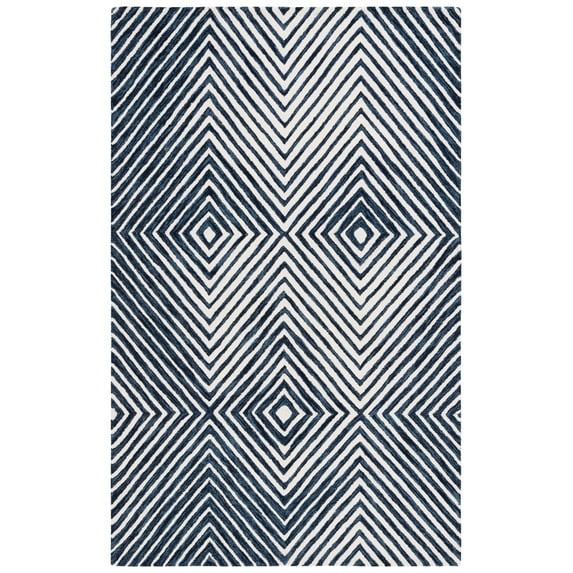 SAFAVIEH Ebony Driskoll Abstract Area Rug, Navy/Ivory, 6' x 9'