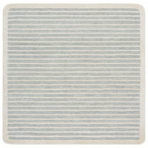 SAFAVIEH Ebony Edin Striped Area Rug, Light Blue/Ivory, 6' x 6' Square