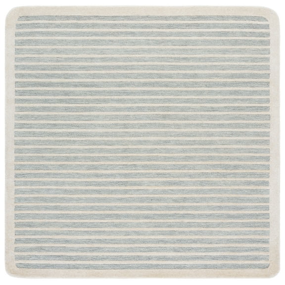SAFAVIEH Ebony Edin Striped Area Rug, Light Blue/Ivory, 6' x 6' Square