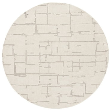 SAFAVIEH Ebony Francis Geometric Area Rug, Ivory/Grey, 6' x 6' Round