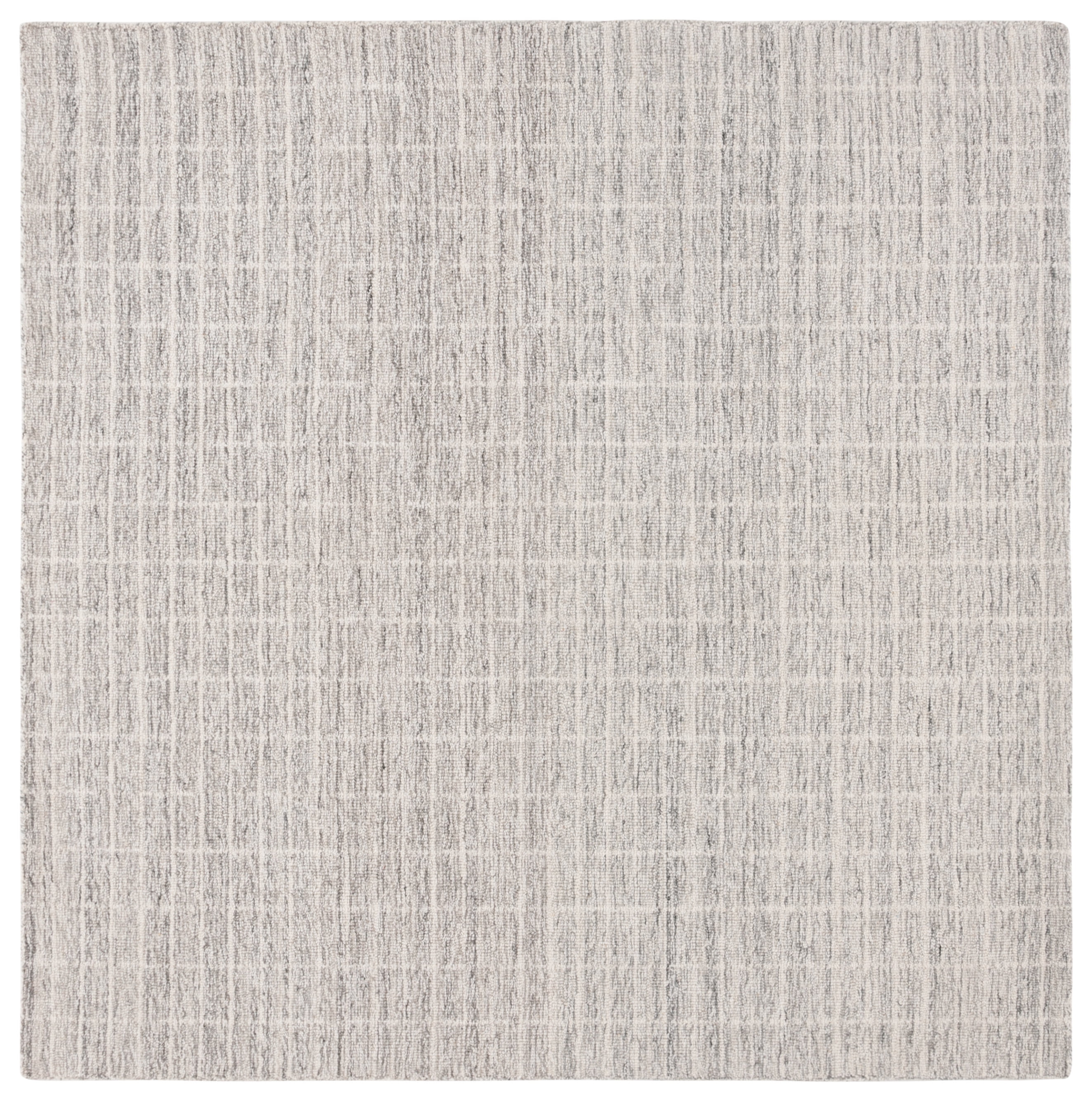Ivory and Grey 6' x 6' Square Hand Tufted Wool Rug