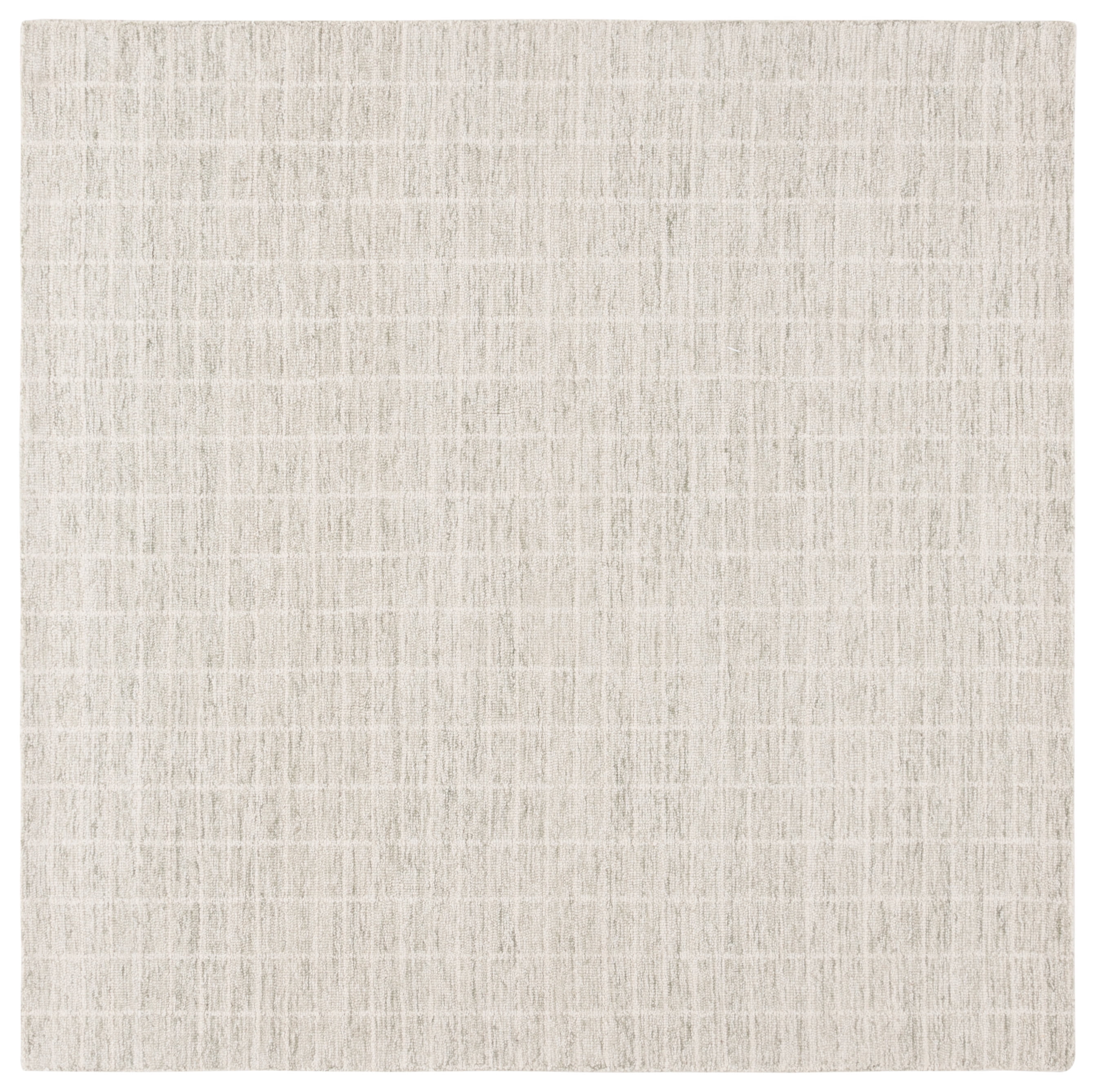 Ivory and Grey 6' x 6' Square Hand Tufted Wool Rug
