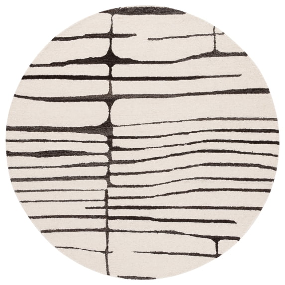 SAFAVIEH Ebony Glen Geometric Area Rug, Ivory/Dark Brown, 6' x 6' Round