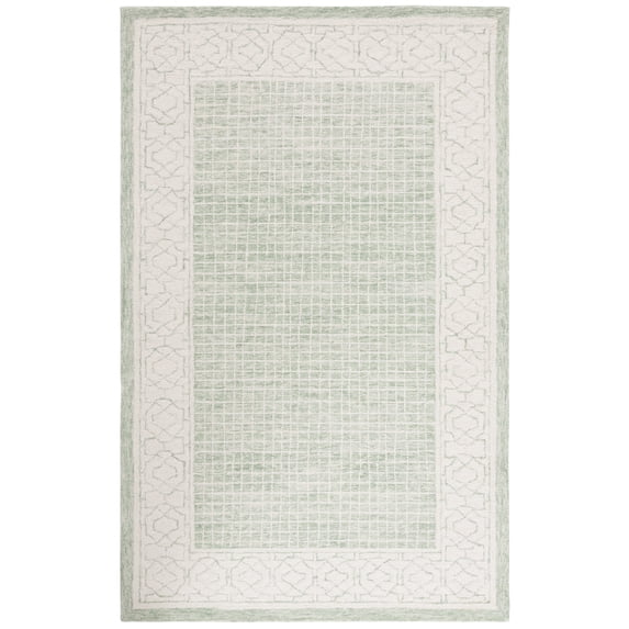 SAFAVIEH Ebony Goddard Bordered Area Rug, Green/Ivory, 4' x 6'