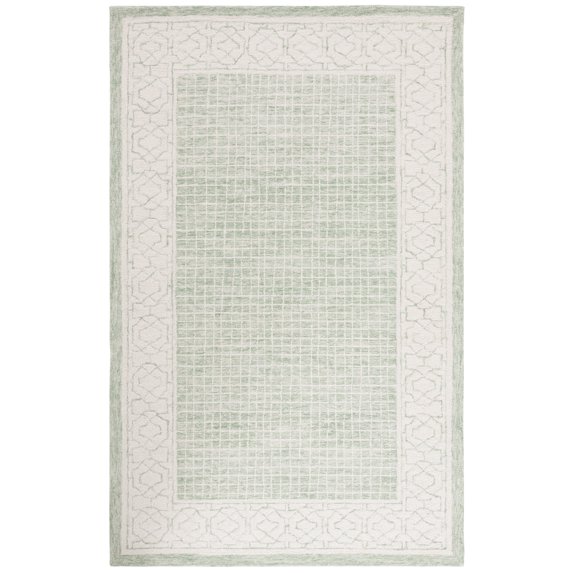 SAFAVIEH Ebony Goddard Bordered Area Rug, Green/Ivory, 5' x 8'