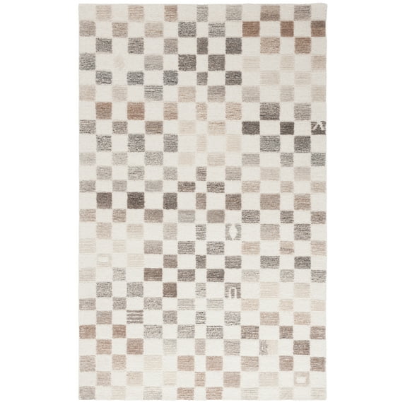 SAFAVIEH Ebony Hank Checkered Area Rug, Natural/Beige, 3' x 5'