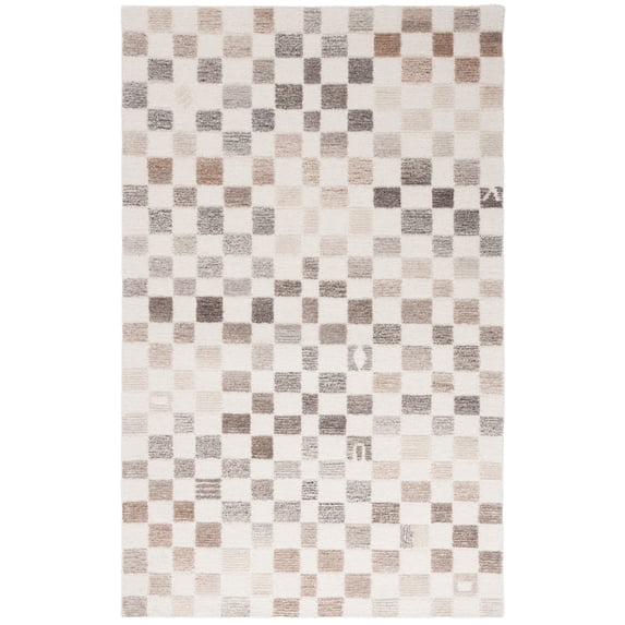 SAFAVIEH Ebony Hank Checkered Area Rug, Natural/Beige, 6' x 9'