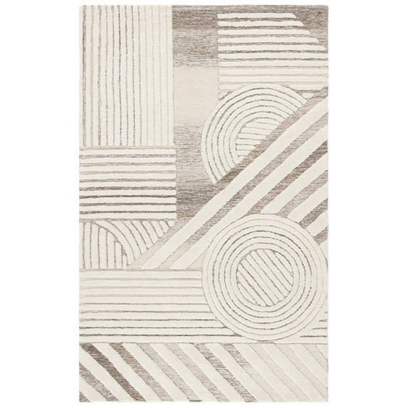 SAFAVIEH Ebony Hannan Geometric Area Rug, Ivory/Brown, 3' x 5'