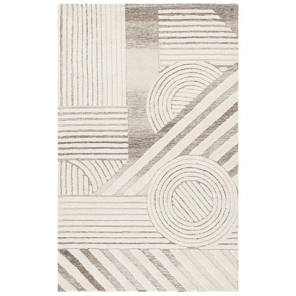 SAFAVIEH Ebony Hannan Geometric Area Rug, Ivory/Brown, 4' x 6'