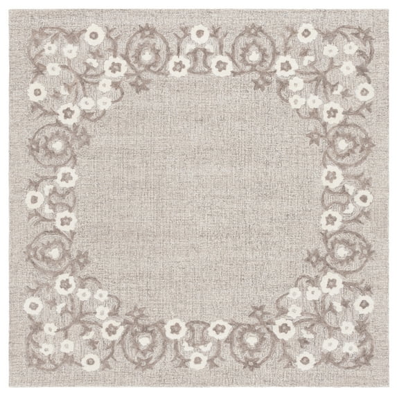 SAFAVIEH Ebony Hartley Medallion Area Rug, Grey/Ivory, 6' x 6' Square