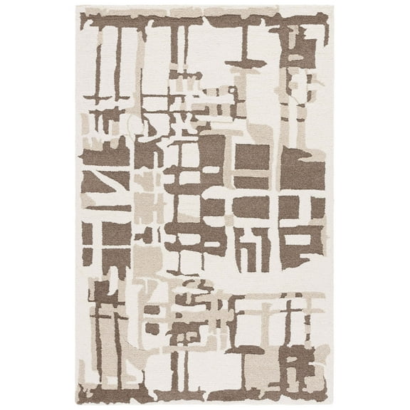 SAFAVIEH Ebony Jaimie Geometric Area Rug, Ivory/Brown, 4' x 6'