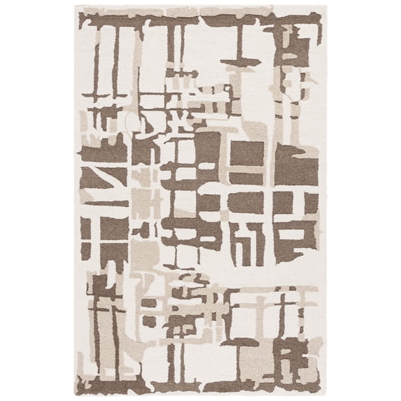 SAFAVIEH Ebony Jaimie Geometric Area Rug, Ivory/Brown, 4' x 6'