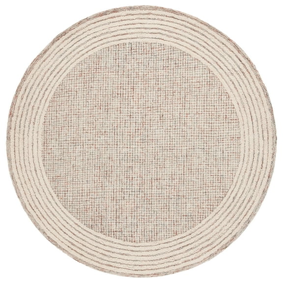 SAFAVIEH Ebony Janie Bordered Area Rug, Ivory/Red, 6' x 6' Round