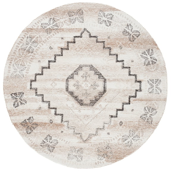 SAFAVIEH Ebony Jayla Medallion Area Rug, Gold/Beige, 6' x 6' Round