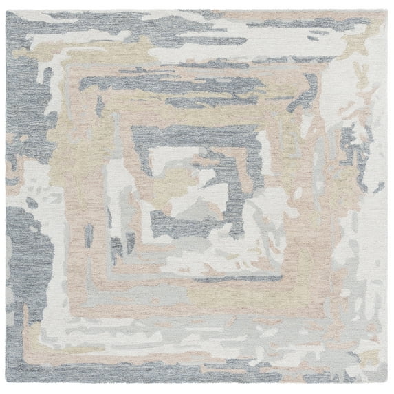 SAFAVIEH Ebony Jobeth Abstract Area Rug, Grey/Ivory, 6' x 6' Square
