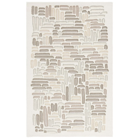 SAFAVIEH Ebony Lilibeth Geometric Striped Area Rug, Beige/Ivory, 3' x 5'