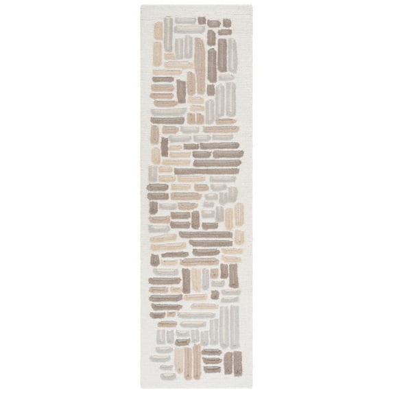 SAFAVIEH Ebony Lilibeth Geometric Striped Runner Rug, Beige/Ivory, 2'3" x 8'