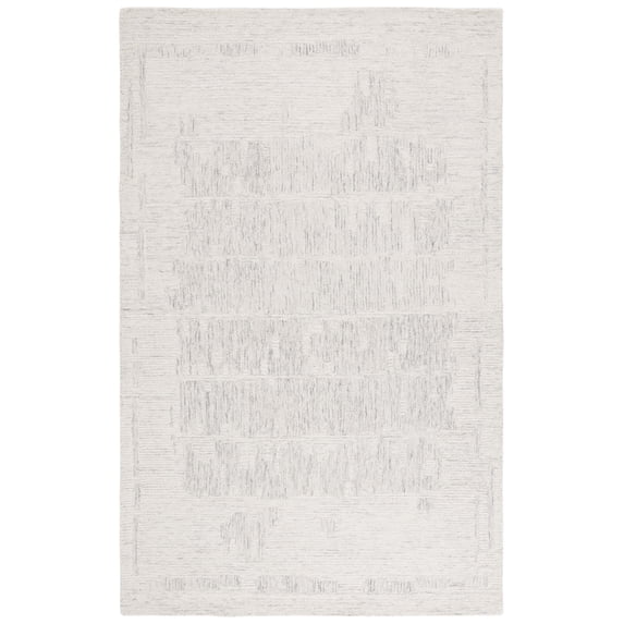 SAFAVIEH Ebony Madelyn Distressed Wool Area Rug, Ivory/Gray, 6' x 9'
