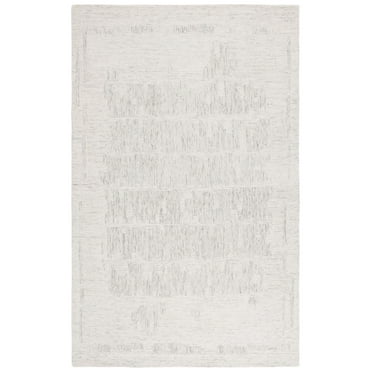 SAFAVIEH Ebony Madelyn Distressed Wool Area Rug, Ivory/Gray, 8' x 10'