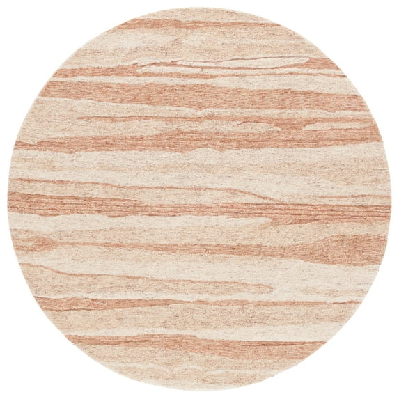 SAFAVIEH Ebony Makayla Distressed Area Rug, Rust/Ivory, 6' x 6' Round
