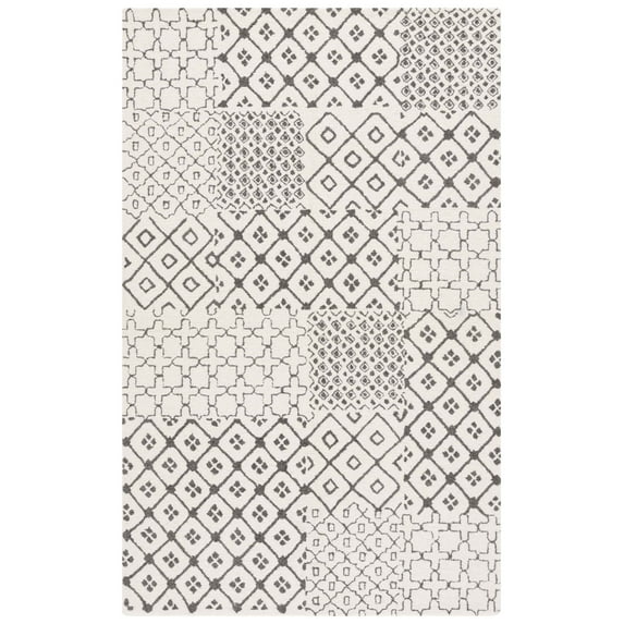 SAFAVIEH Ebony Mike Geometric Area Rug, Ivory/Grey, 5' x 8'