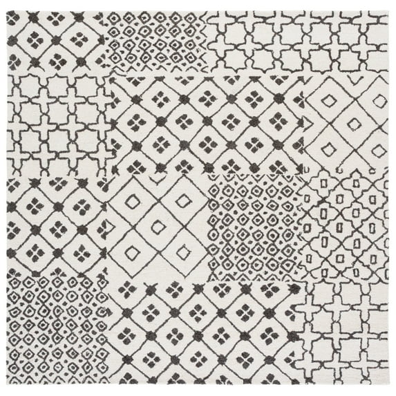 SAFAVIEH Ebony Mike Geometric Area Rug, Ivory/Grey, 6' x 6' Square