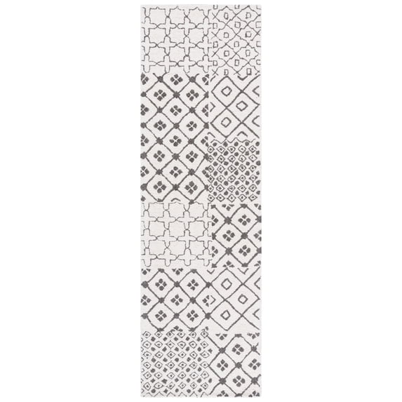 SAFAVIEH Ebony Mike Geometric Runner Rug, Ivory/Grey, 2'3" x 8'