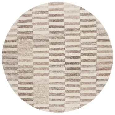 SAFAVIEH Ebony Nevaeh Geometric Striped Area Rug, Beige/Ivory, 6' x 6' Round