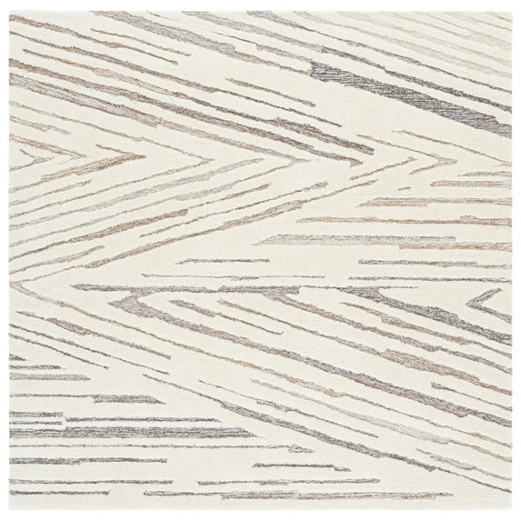 SAFAVIEH Ebony Pavel Abstract Area Rug, Ivory/Brown, 6' x 6' Square