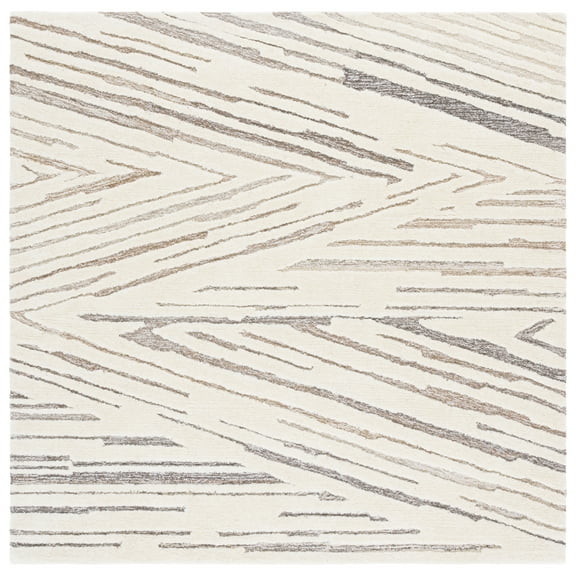 SAFAVIEH Ebony Pavel Abstract Area Rug, Ivory/Brown, 6' x 6' Square