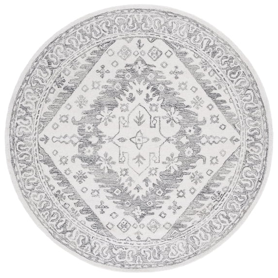 SAFAVIEH Ebony Priscilla Oriental Area Rug, Ivory/Grey, 6' x 6' Round