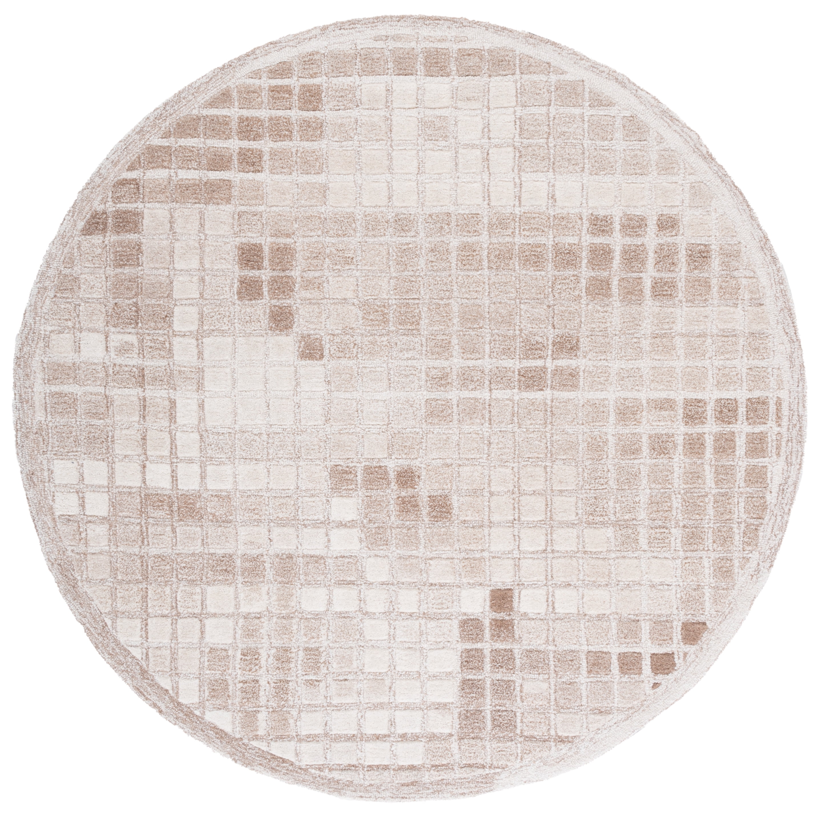 SAFAVIEH Ebony Risto Geometric Area Rug, Ivory/Brown, 6' x 6' Round