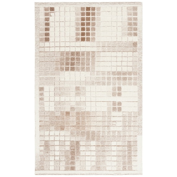 SAFAVIEH Ebony Risto Geometric Area Rug, Ivory/Brown, 9' x 12'